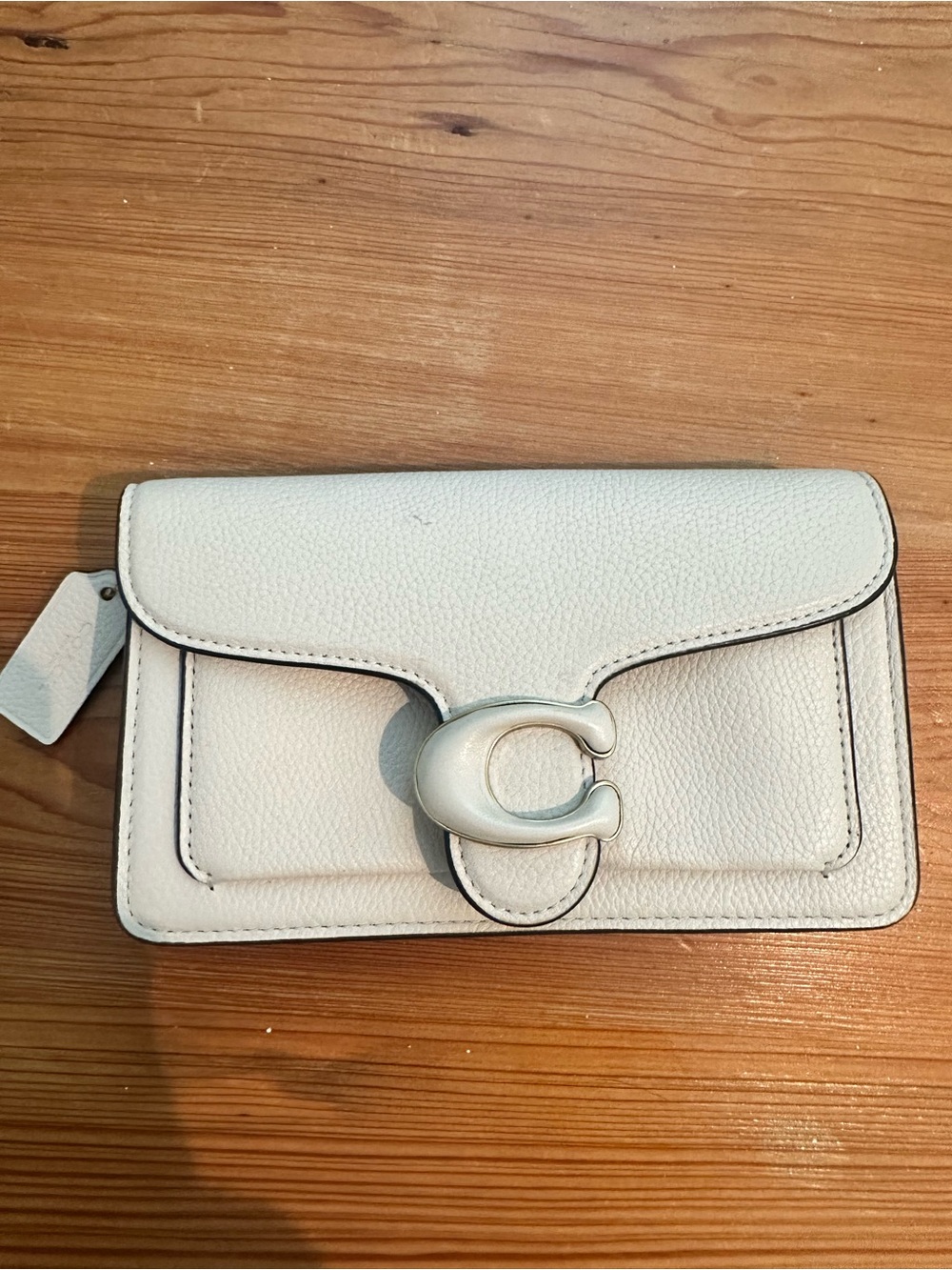 Coach White Leather Tabby Wallet on Chain with Signature 'C'